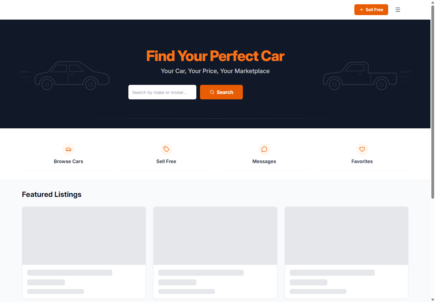Vroom Namibia vehicle marketplace home page
